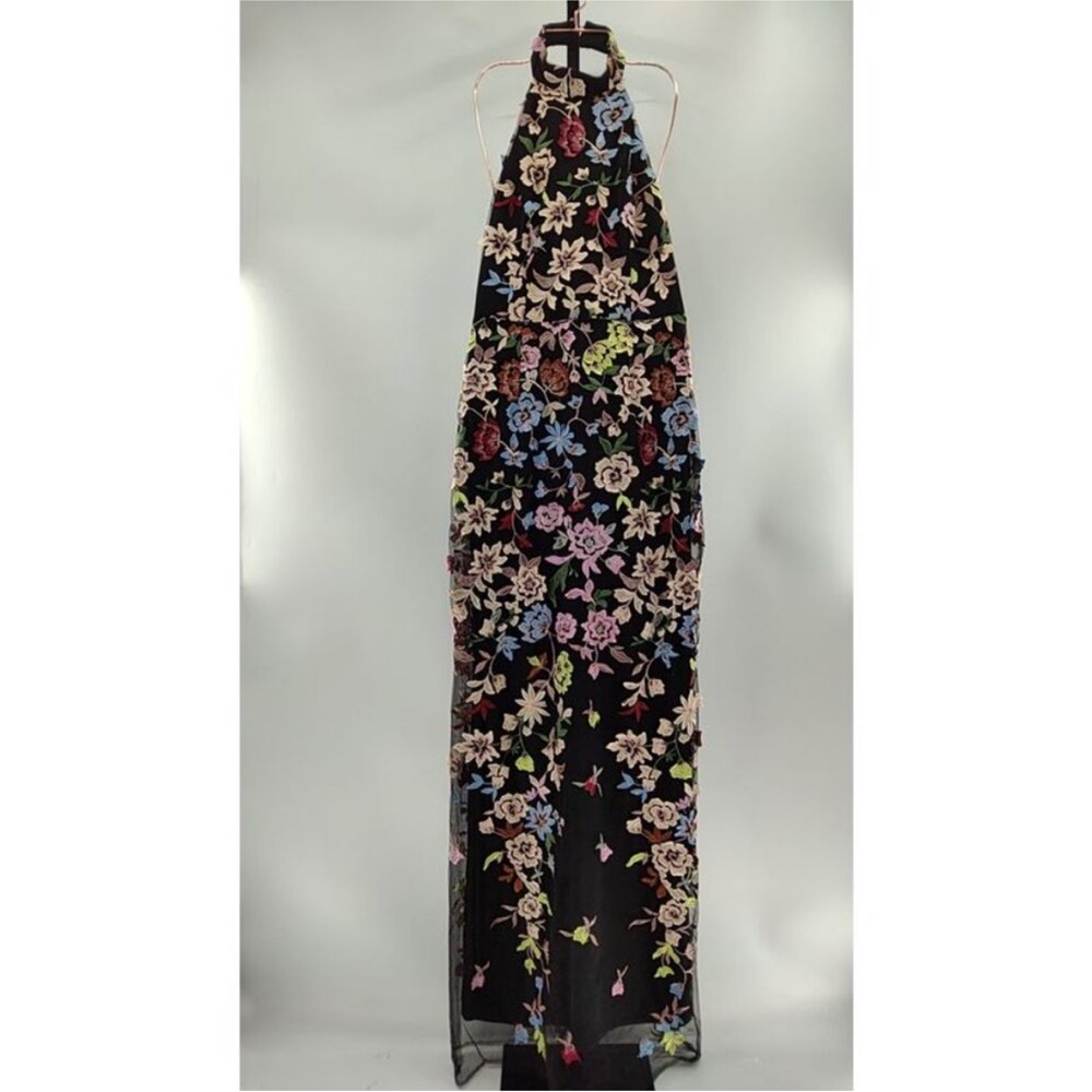 Lulu's Black Floral Halter Maxi Dress with Multicolor Embroidery - Picture 2 of 3